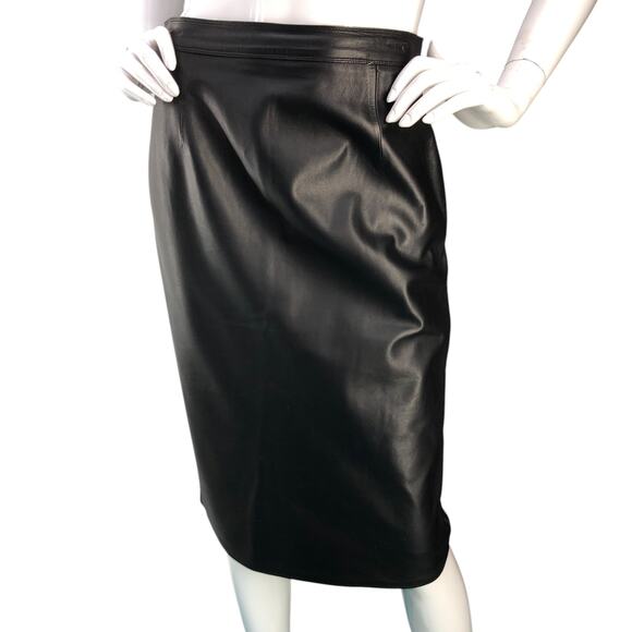 Fendissime Fendi Womens Size 44 US L Skirt Leather Midi Pencil Rear Zip Vintage - Picture 1 of 15
